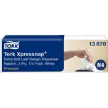 TORK 13670 – Xpressnap® extra jemné bílý ubrousek do zásobníku N4, s dekorem lístků, 2vr., 8 x 500 ks - Karton