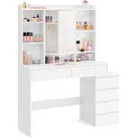 VASAGLE Toaletní stolek 6 zásuvek + LED…