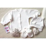 AMÁLKA Kojenecký bavlněný svetřík s čepičkou a rukavičkami, smetanový Velikost: 56