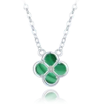 MINET Stříbrný náhrdelník čtyřlístek s malachitem