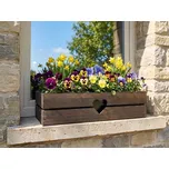 AMADEA Dřevěný truhlík se srdíčkem tmavý, uvnitř s černou fólií, 62x21,5x17cm, český výrobek