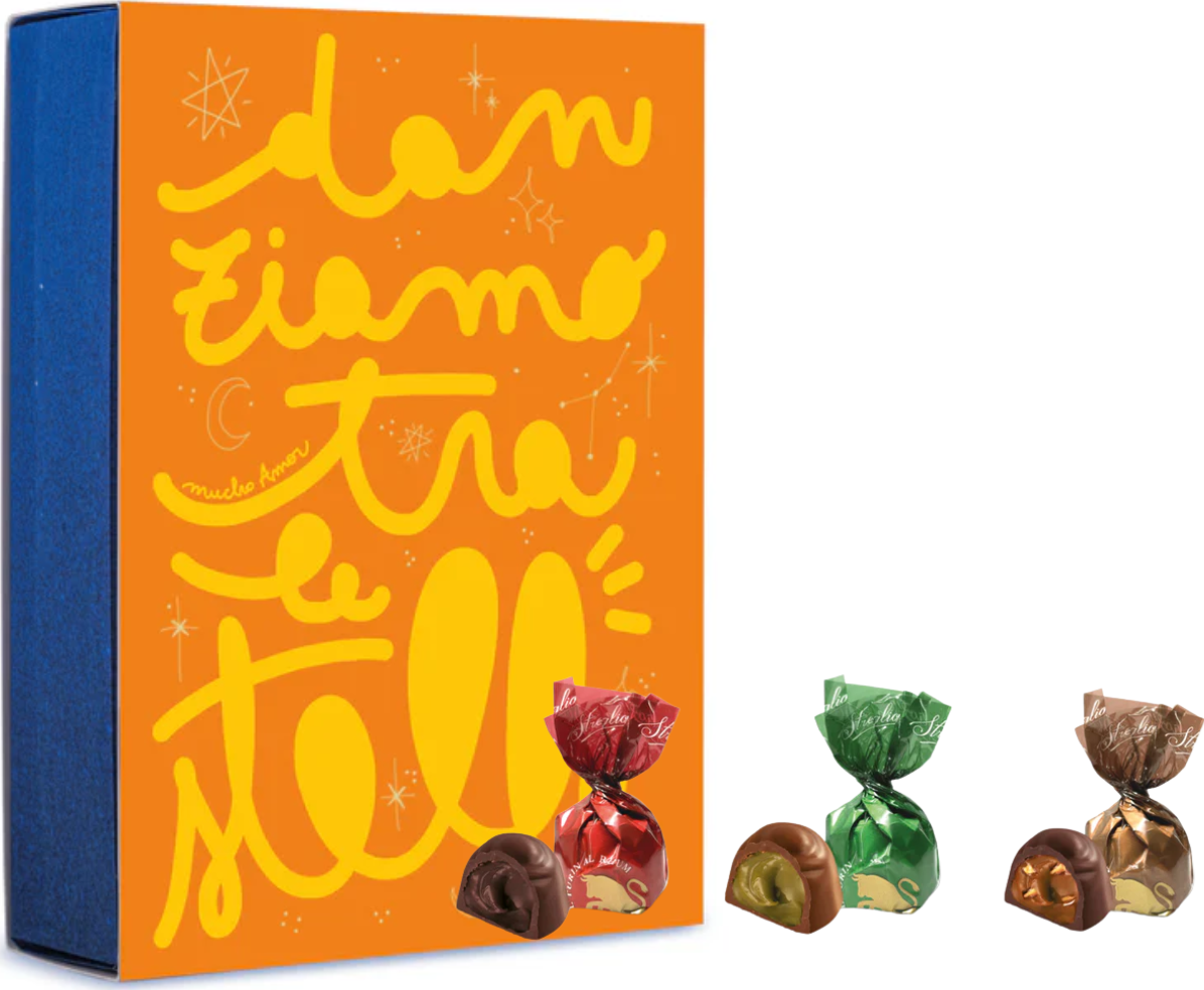 Streglio krabička pralinek tří náplní (Confezione regalo Turin) 100g ( teplotně citlivé)