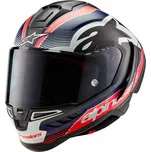 Přilba SUPERTECH R10 TEAM, ALPINESTARS (matný karbon/červená fluo/modrá/bílá) 2026 L (obvod 59 - 60 cm)