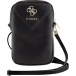 Guess PU Grained 4G Metal Logo Taška na Telefon se Zipem Black