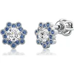 Couple, Peckové náušnice Melanie, bílé zlato s modrými zirkony, 585-66-3-0425.1B00.0.00.212.05