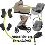 Akční set AVI SPIN Almond Beige + hluboká korbička + autosedačka Cybex Cloud G + Sirona G + isofix Base G + adaptéry na korbičku + adaptéry na autosedačku + 2x pláštěnka + uni moskytiéra