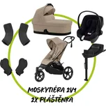 Akční set AVI SPIN Almond Beige + hluboká korbička + autosedačka Cybex Aton B2 i-Size + základna Cybex Base One + adaptéry na korbičku + adaptéry na autosedačku + 2x pláštěnka + uni moskytiéra