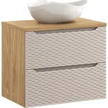 Závěsná skříňka Ocean Cloud I s deskou a umyvadlem 70 cm béžová/dub olejovaný