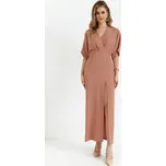 ELEGANTNÍ DÁMSKÁ ŽENSKÉ ŠATY MAXI S ROZPARKEM, ŠPINAVĚ RŮŽOVÁ, VELIKOST 38 M