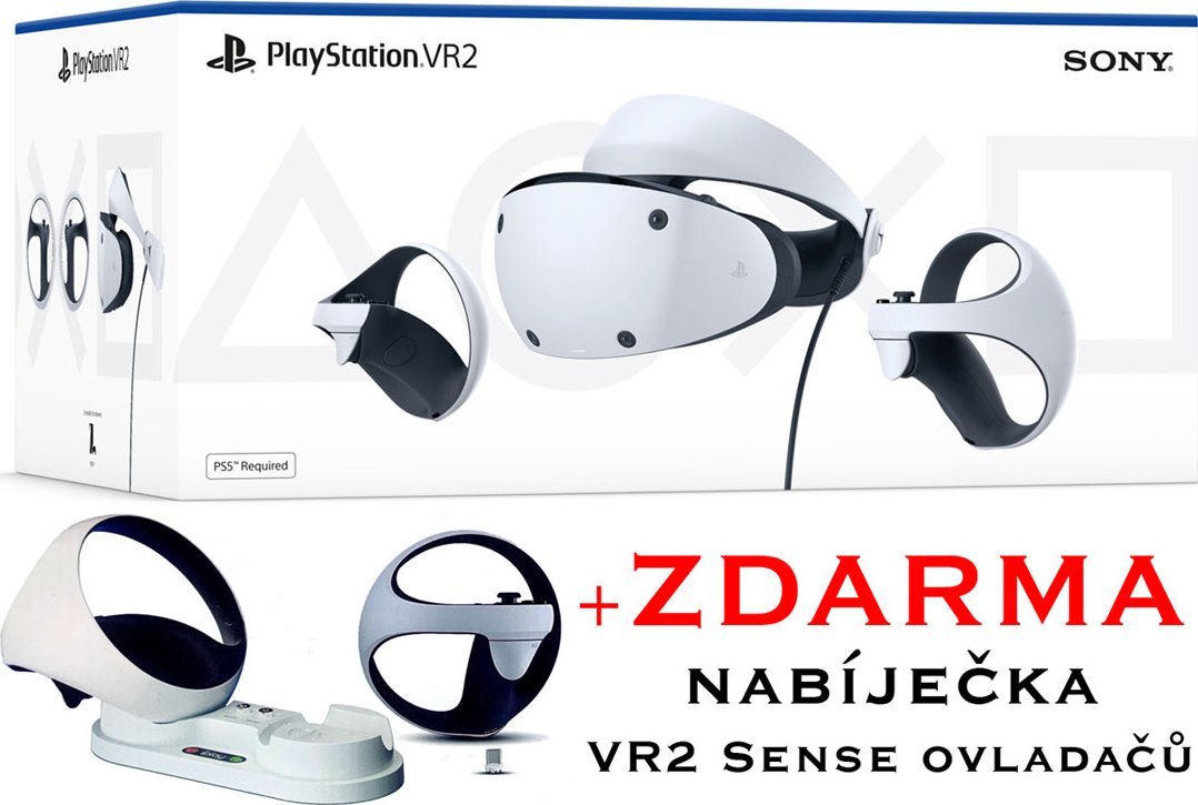 Sony Playstation VR2 + zdarma nabíječka VR2 Sense ovladačů (Sony Playstation VR2 brýle na Playstation 5 (virtuální realita PS VR2) + nabíječka VR2 Sense)