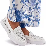 Dámské kožené mokasíny s prolamovaným vzorem VINCEZA 88028 BÍLÉ 36