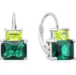 NB-3375 Stříbrné náušnice se zelenými zirkony