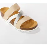 Pantofle s pásky na suchý zip zlatá 38