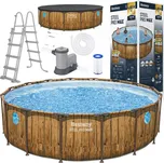 Bestway Bazén rámový, dřevěný vzhled, 488x122, 11v1, 56725 J-56725