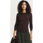 SVETR GANT STRETCH COTTON CABLE C-NECK DEEP BROWN