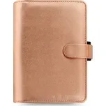 Diář Filofax Saffiano s náplní 2025 + 2026, osobní A6, Rose Gold