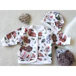 AMÁLKA Propínací kabátek s nasazovací čepičkou, zvířátka v lese Velikost: 56