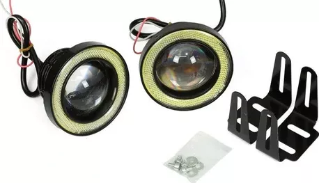 Sada mlhových světel s vestavěnými DRL LED kroužky pro denní svícení Angel Eyes | kulaté ø 76 mm