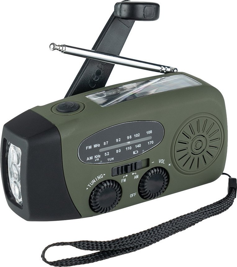 FOSCO Multifunkční rádiová svítilna s nabíječkou na kliku Emergency Solar Crank Radio Fosco™