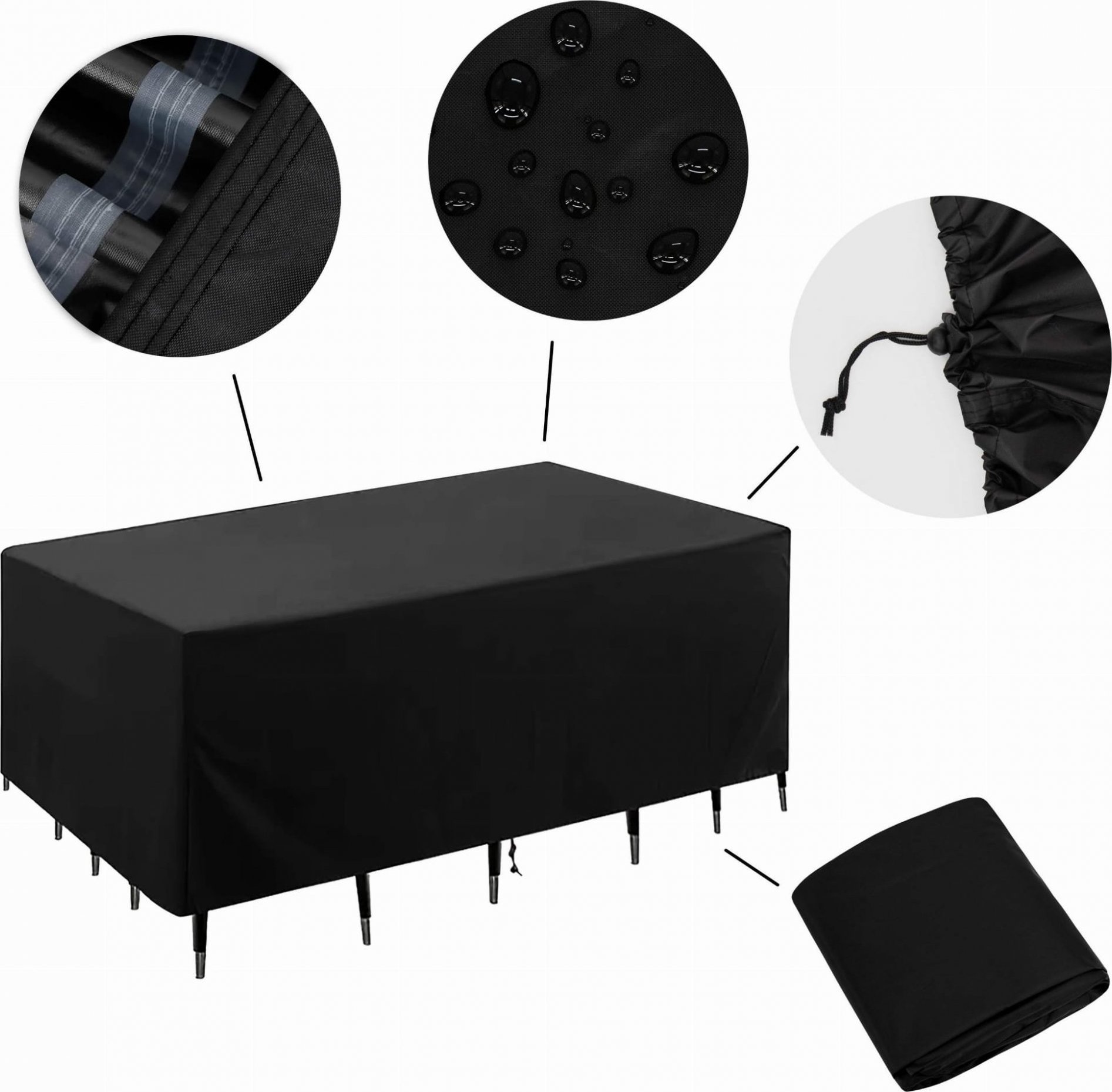 Ochranný voděodolný obal na zahradní nábytek ARENA 215x135x105 cm - černý