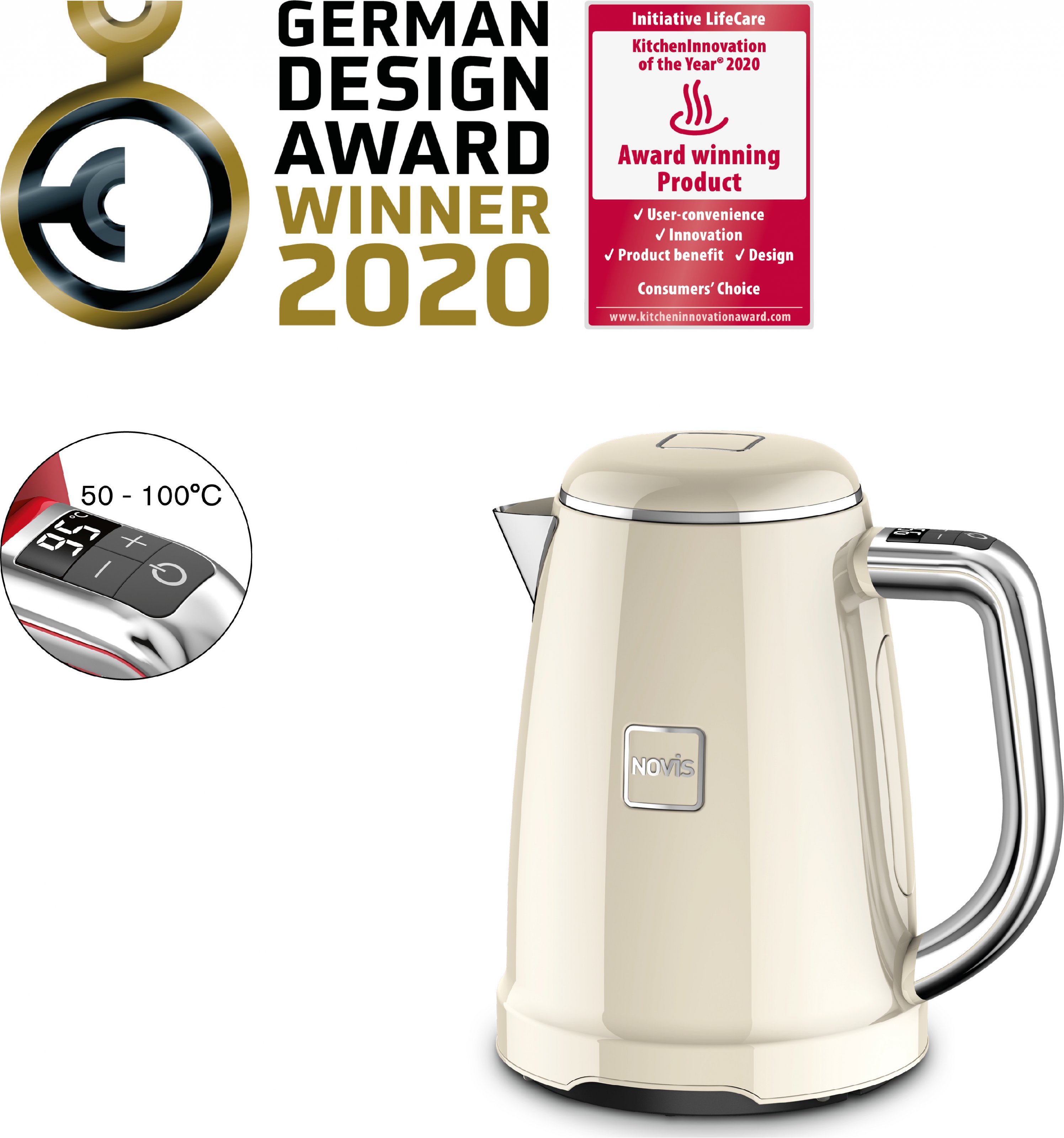 Rychlovarná konvice Novis Kettle KTC1 (krémová)