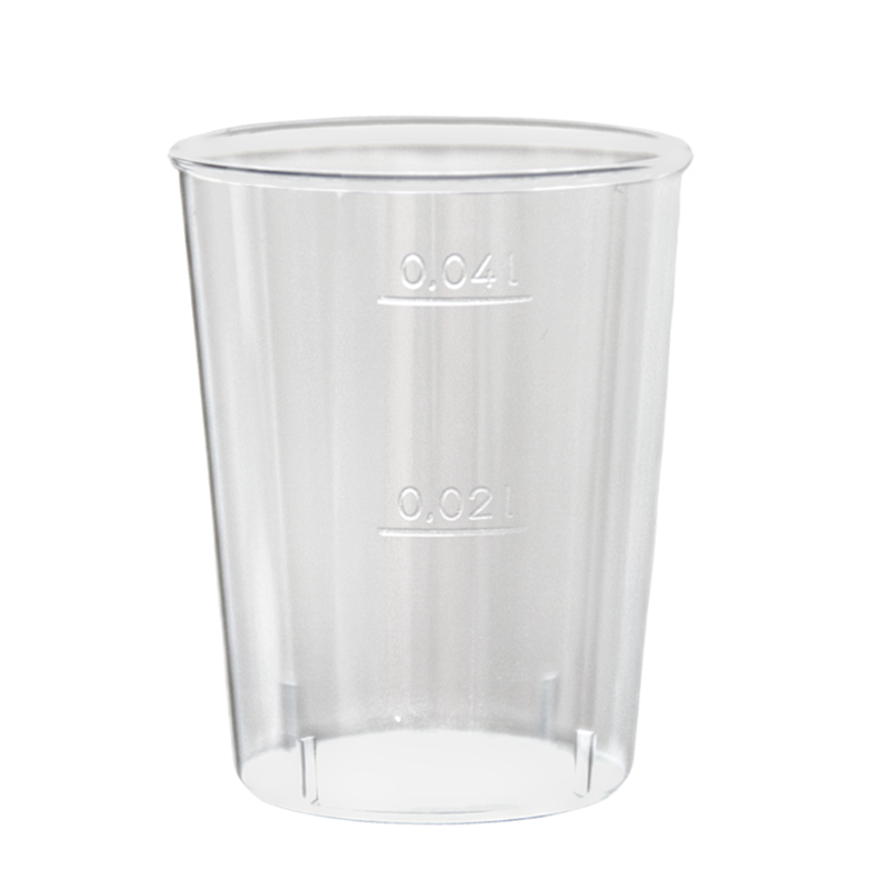 Plastový kelímek PS krystal 0,04 l na alkohol transparent (50ks)