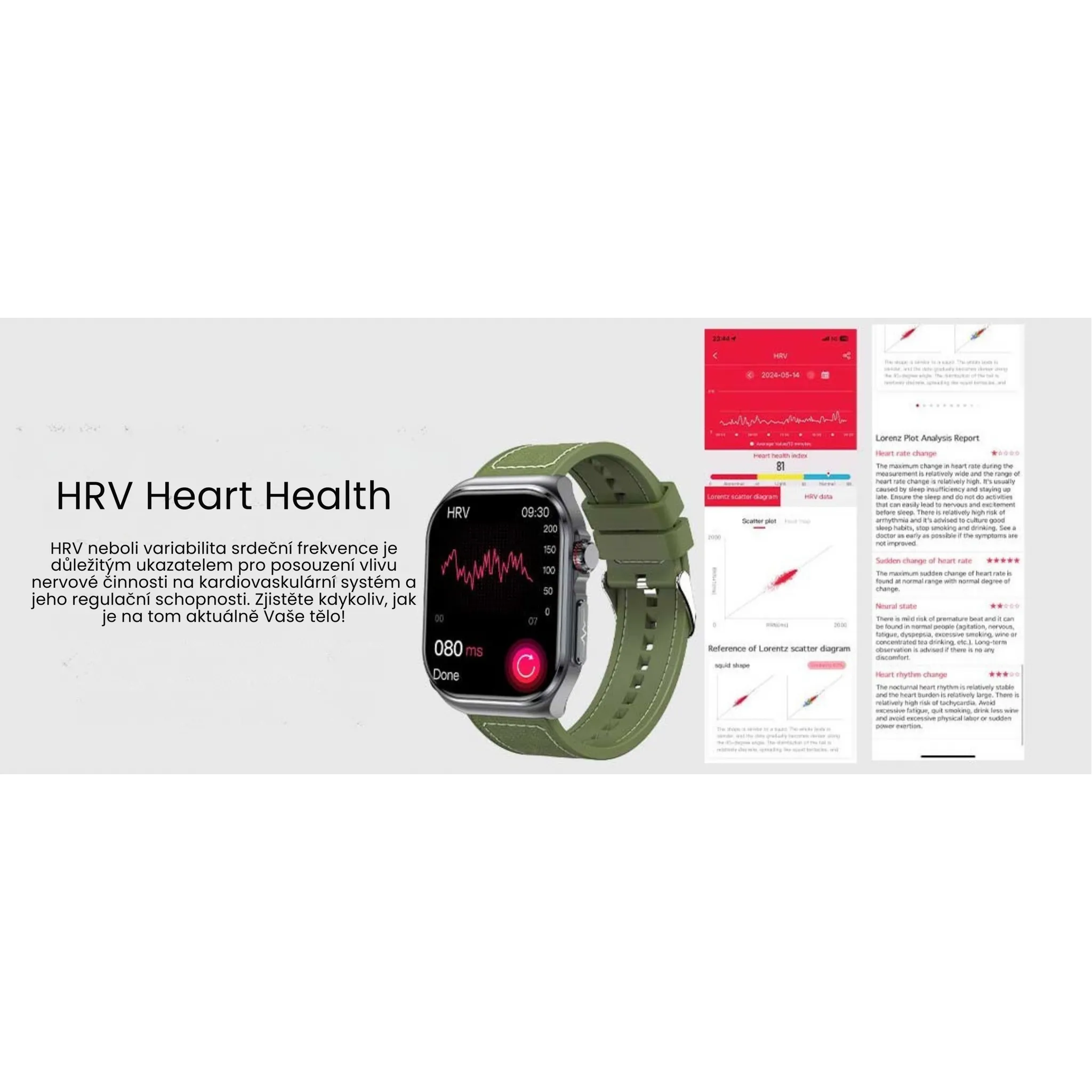 Fotografie 6 - Chytré hodinky Lige Health ET585 Fit černé/zelený silikonový/nylonový řemínek