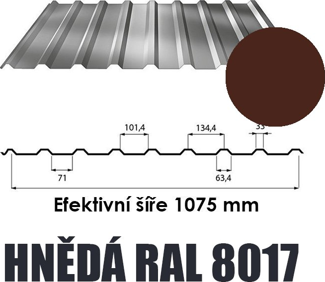 BP2 Trapézový plech T18 0,5mm HNĚDÁ 3,5 m