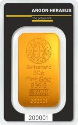 Argor -Heraeus zlatý slitek 50 g