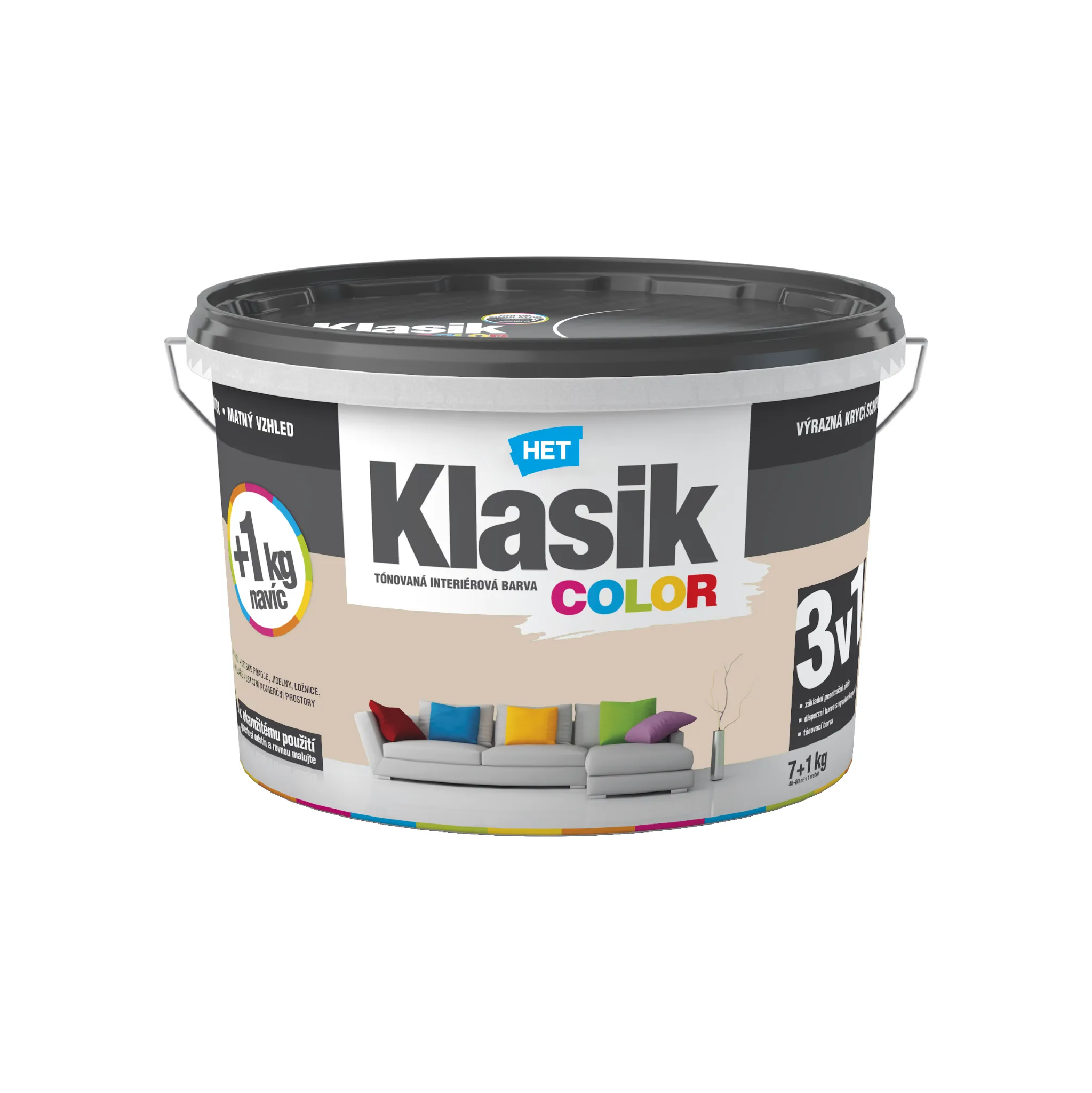 Fotografie 1 - Barva na zeď HET Klasik Color 7+1 kg 0238 béžová muškátová