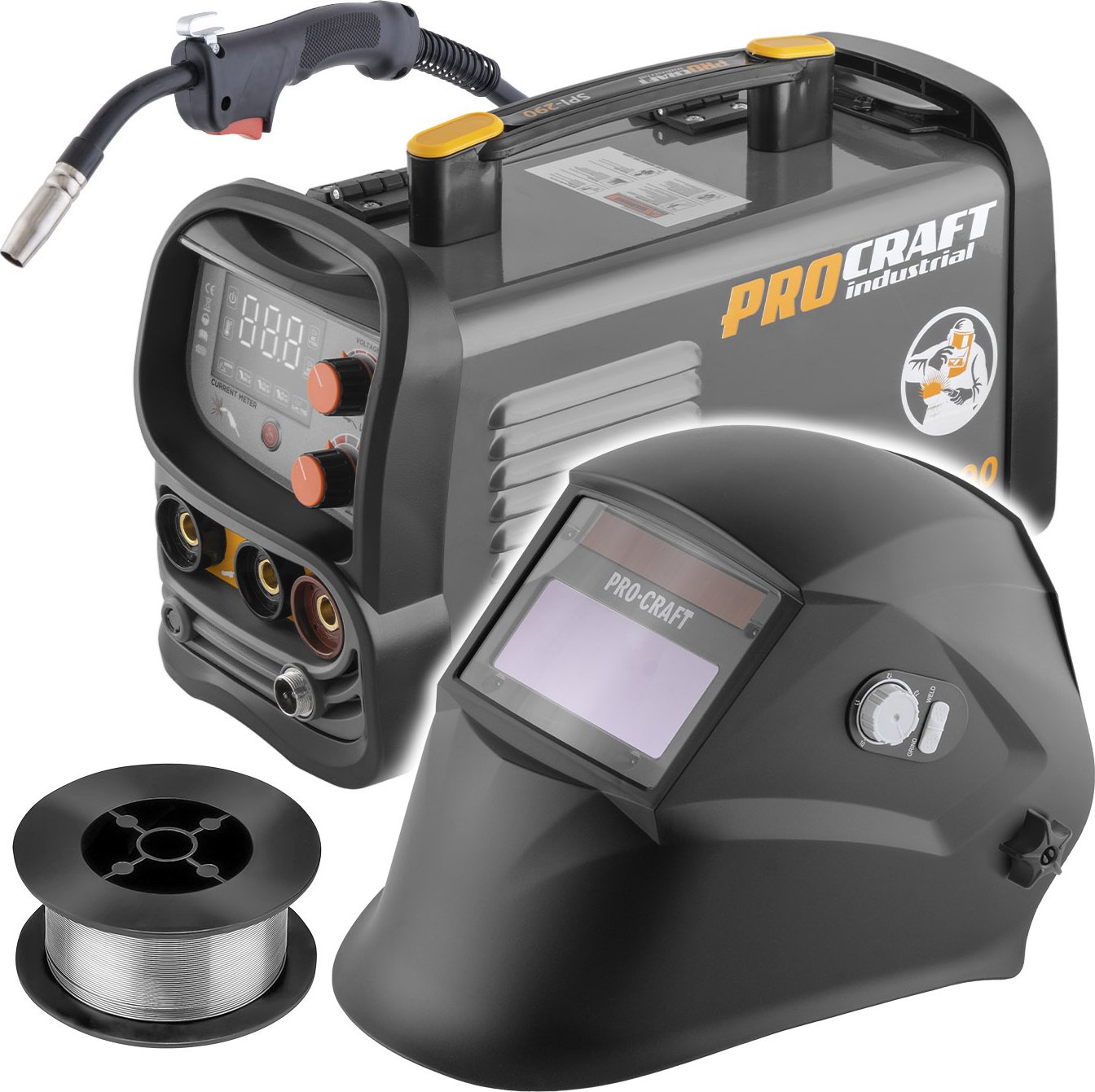 Procraft Sada kombinovaná svářečka SPI-290 + svařovací drát FW81 + kukla svářečská