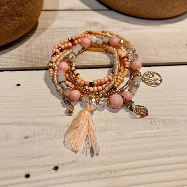 Set 8 Boho náramku béžový