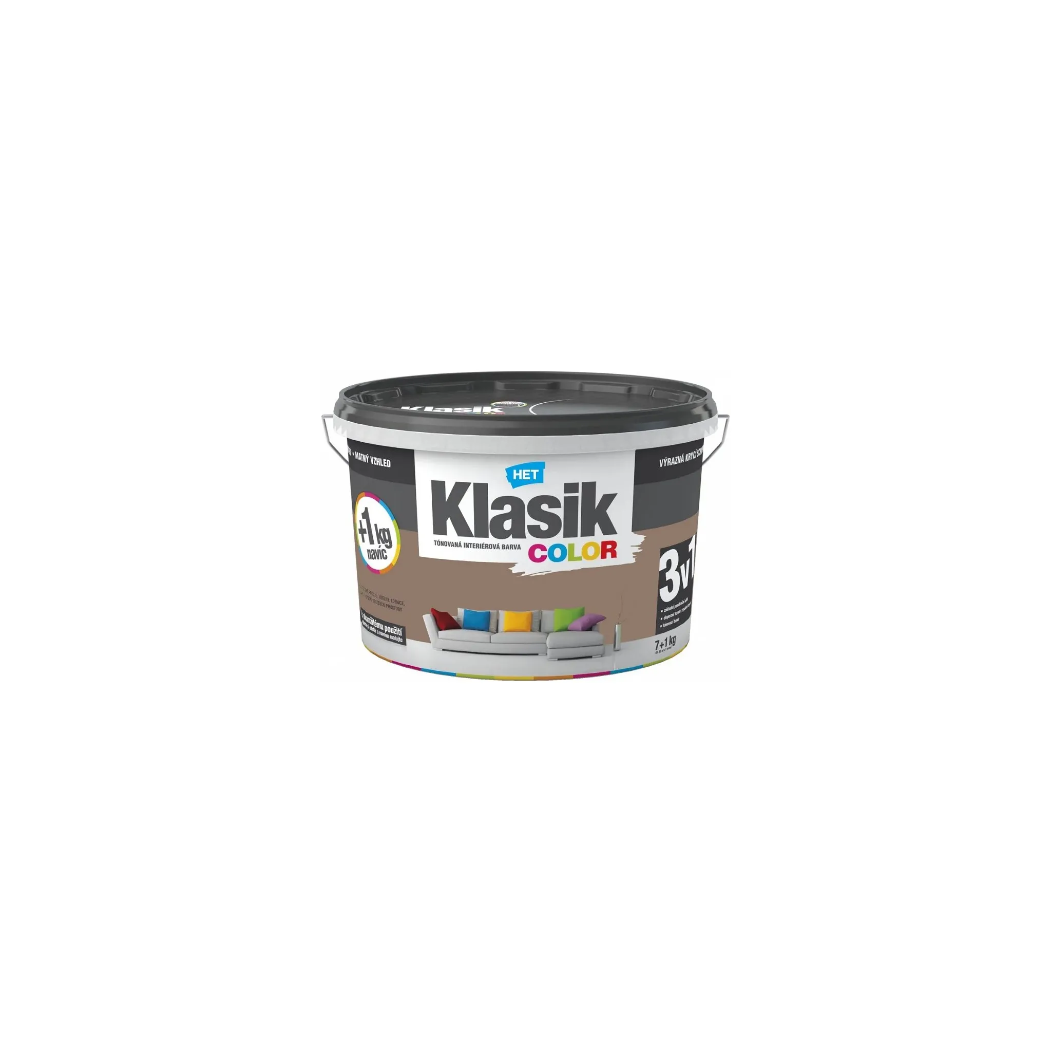 Fotografie 1 - Barva na zeď HET Klasik Color 7+1 kg 0297 hnědá nugátová