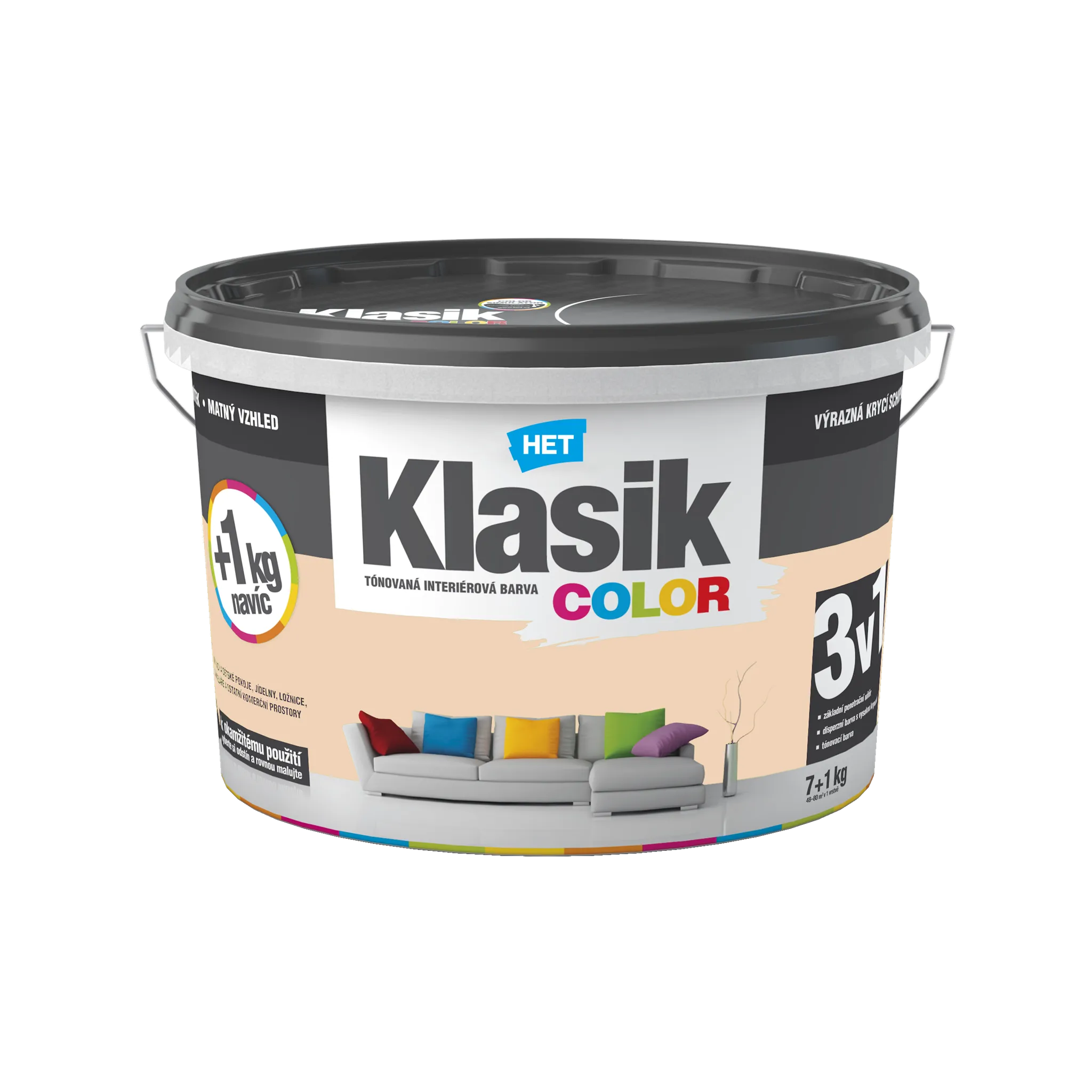 Fotografie 1 - Barva na zeď HET Klasik Color 7+1 kg 0728 oranžová broskvová