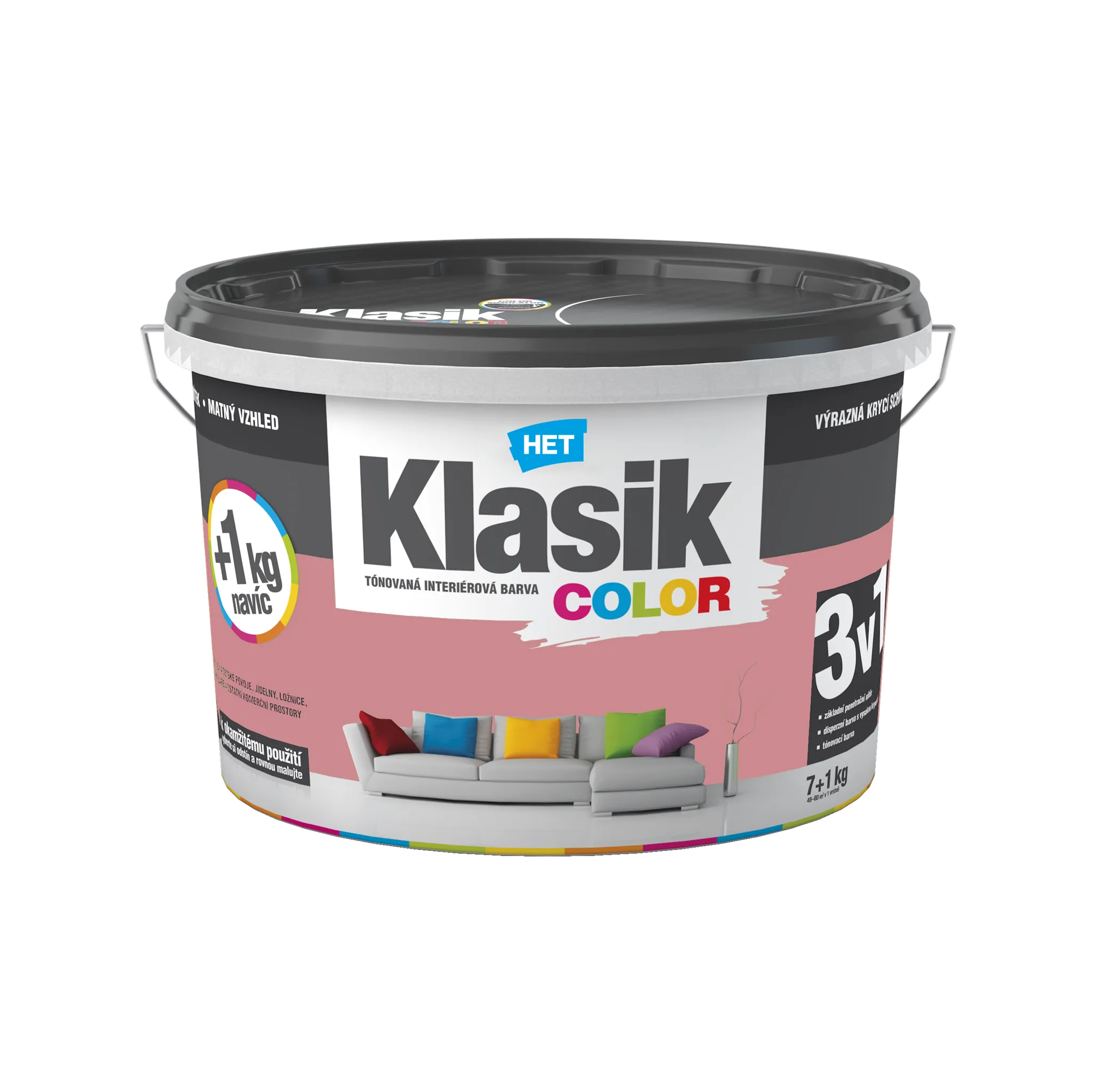 Fotografie 1 - Barva na zeď HET Klasik Color 7+1 kg 0808 červená cihlová