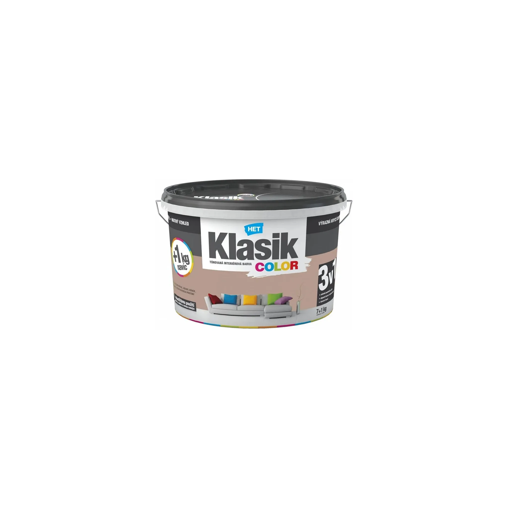 Fotografie 1 - Barva na zeď HET Klasik Color 7+1 kg 0257 hnědá ořechová