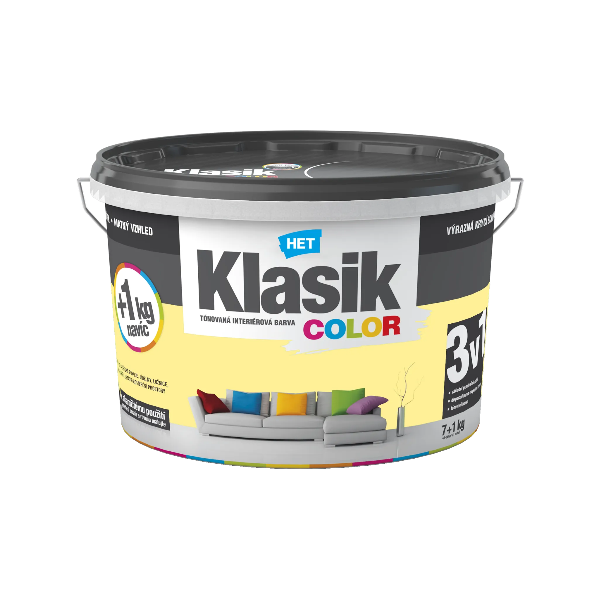 Fotografie 1 - Barva na zeď HET Klasik Color 7+1 kg 0608 žlutá zázvorová