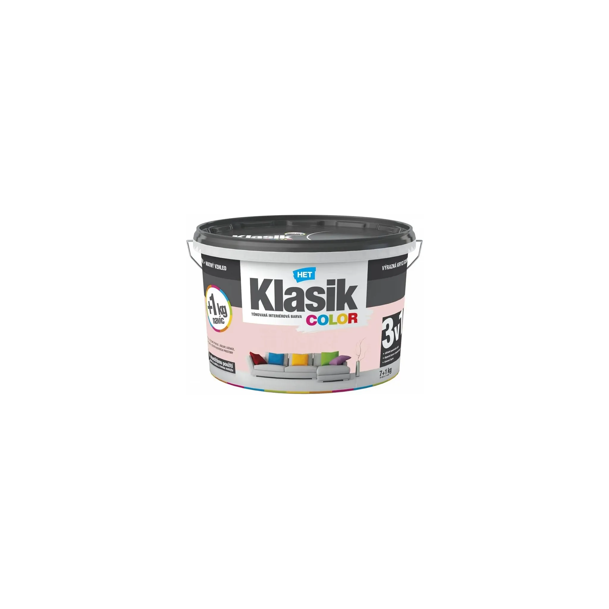 Fotografie 1 - Barva na zeď HET Klasik Color 7+1 kg 0818 grepová