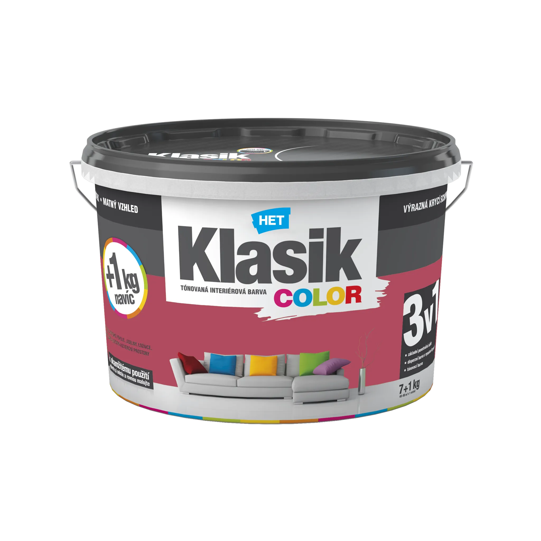 Fotografie 1 - Barva na zeď HET Klasik Color 7+1 kg 0897 vínová