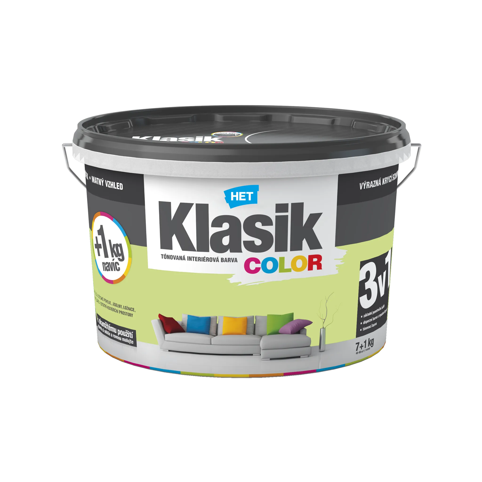 Fotografie 1 - Barva na zeď HET Klasik Color 7+1 kg 0528 zelená pistáciová
