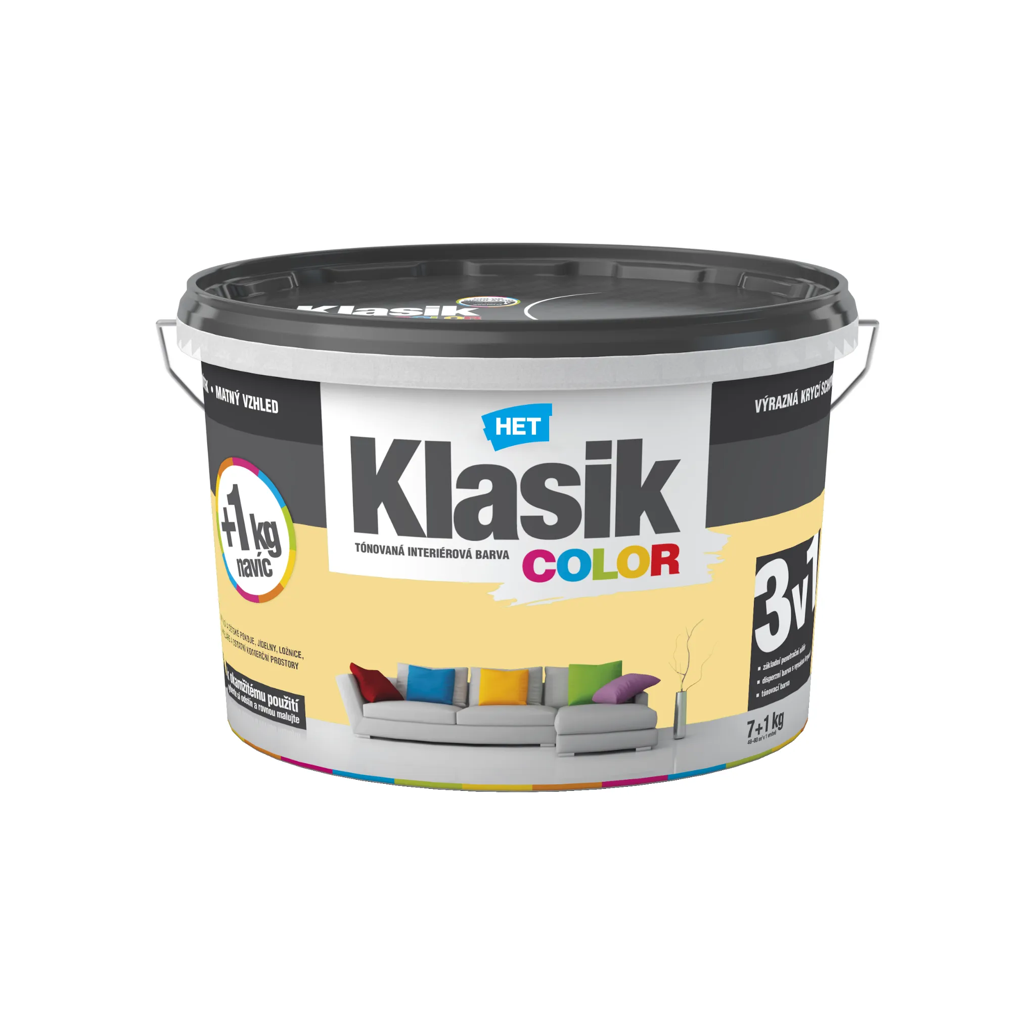 Fotografie 1 - Barva na zeď HET Klasik Color 7+1 kg 0637 žlutá banánová