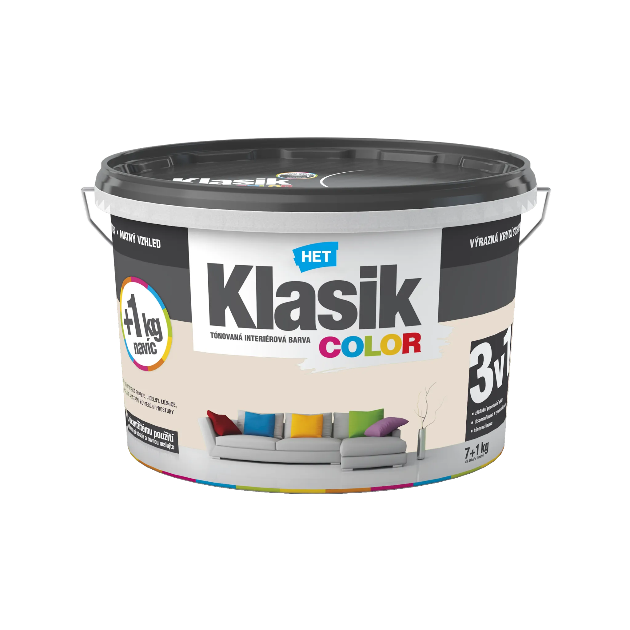 Fotografie 1 - Barva na zeď HET Klasik Color 7+1 kg 0218 béžová písková