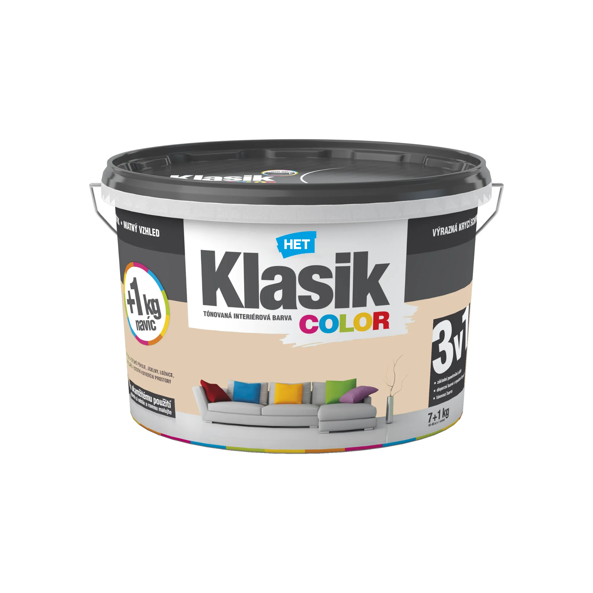 Fotografie 1 - Barva na zeď HET Klasik Color 7+1 kg 0247 béžová krémová