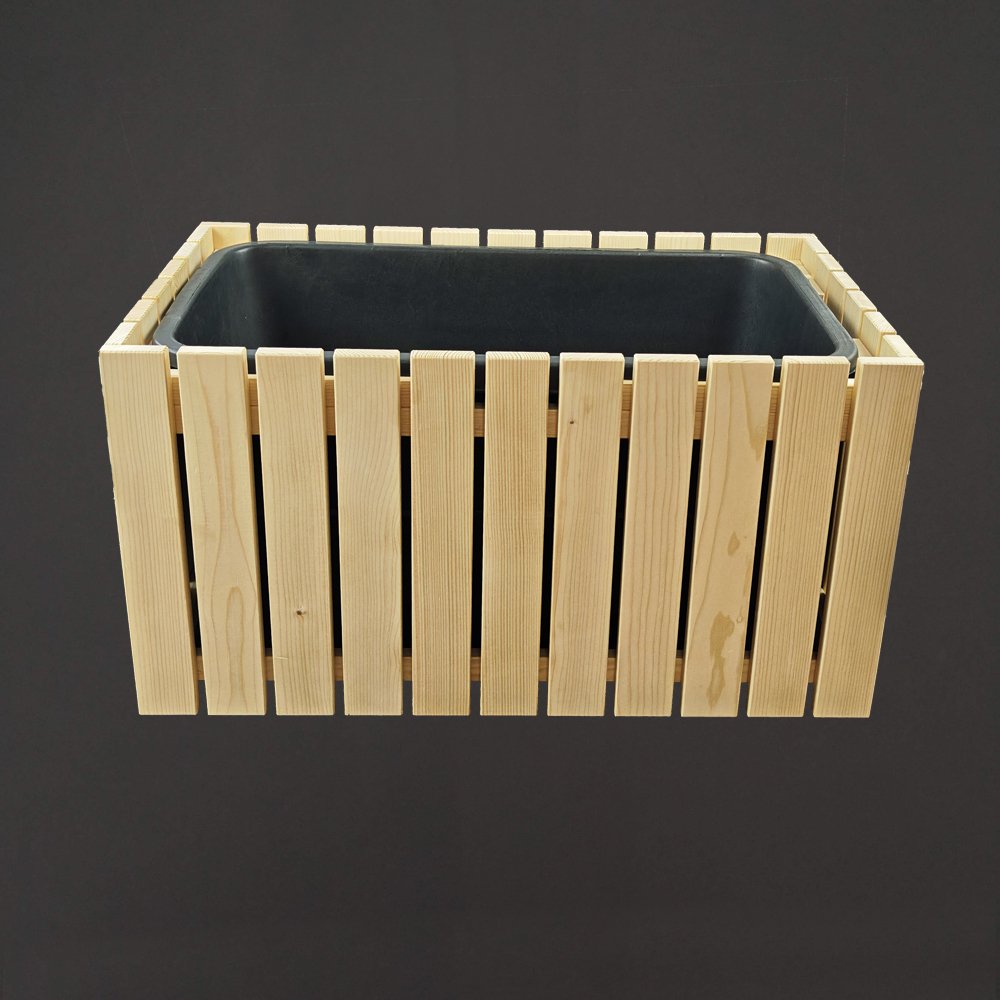 AMADEA Dřevěný designový vyvýšený záhon s nádobou uvnitř, 76x43,6x40cm, 40l nádoba