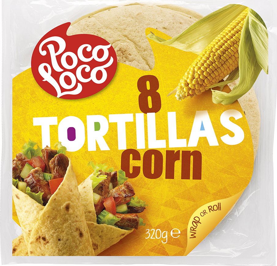 Tortilla placky Poco Loco kukuřičné 20 cm, 6 KG (karton)