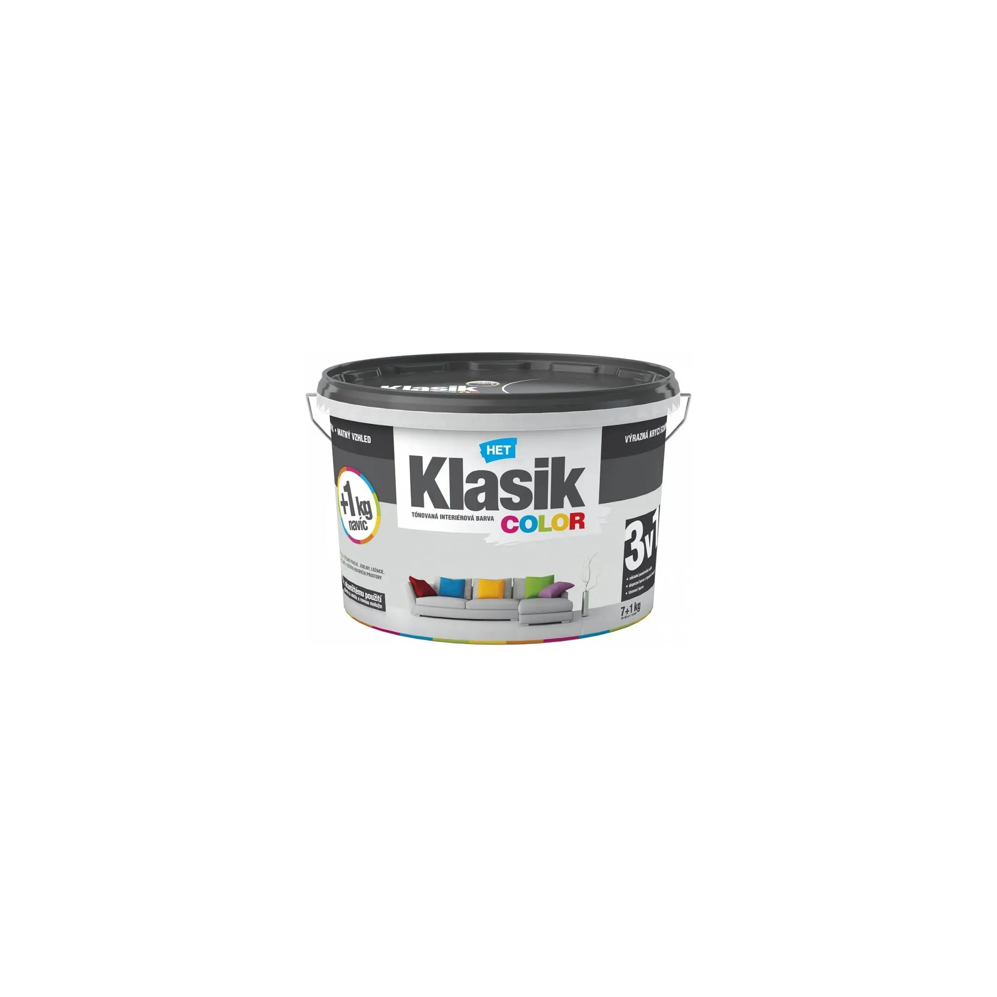 Fotografie 1 - Barva na zeď HET Klasik Color 7+1 kg 0117 šedá platinová