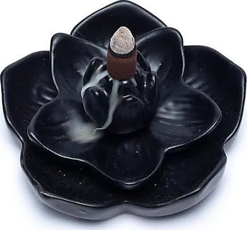 Mani Bhadra Mani Bhadra Stojan pro vonné kužely tekoucí dým Květ lotosu, 12,8 x 5,8 cm