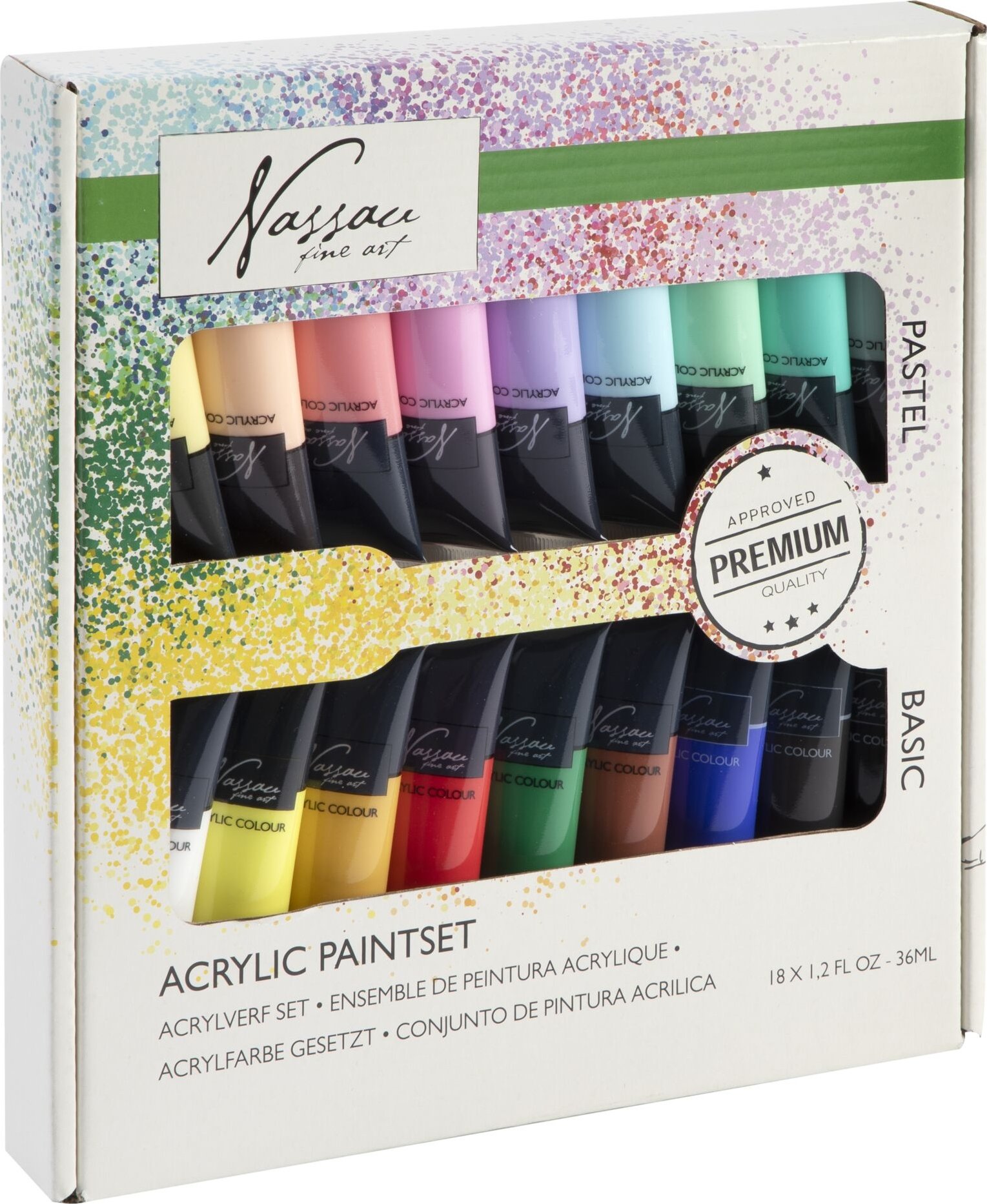 Akrylové barvy základní a pastelové 18 x 36ml