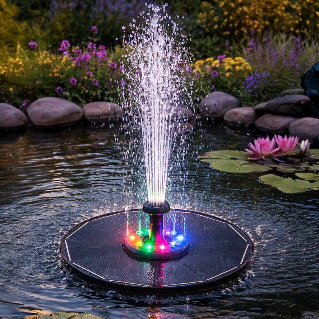 Solární plovoucí fontána LUARO 16 cm s LED