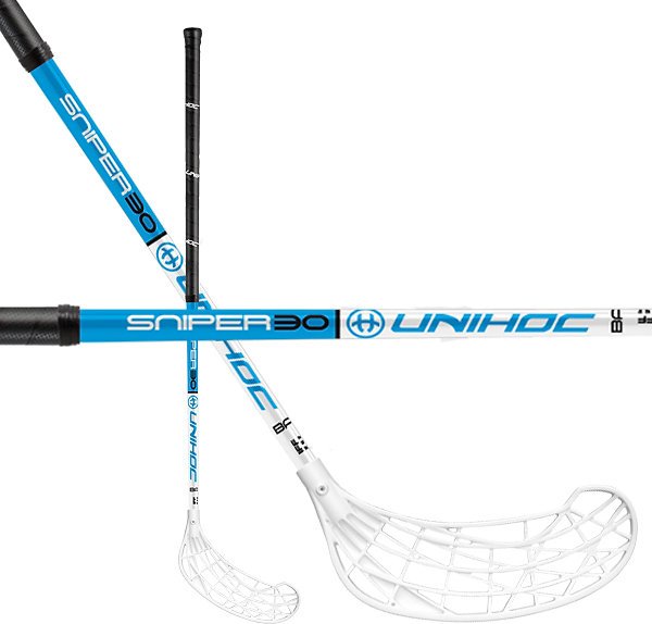 Unihoc Basic SNIPER 30 Florbalová hokejka bílá / modrá, Levá (levá ruka dole), 96cm (=106cm)